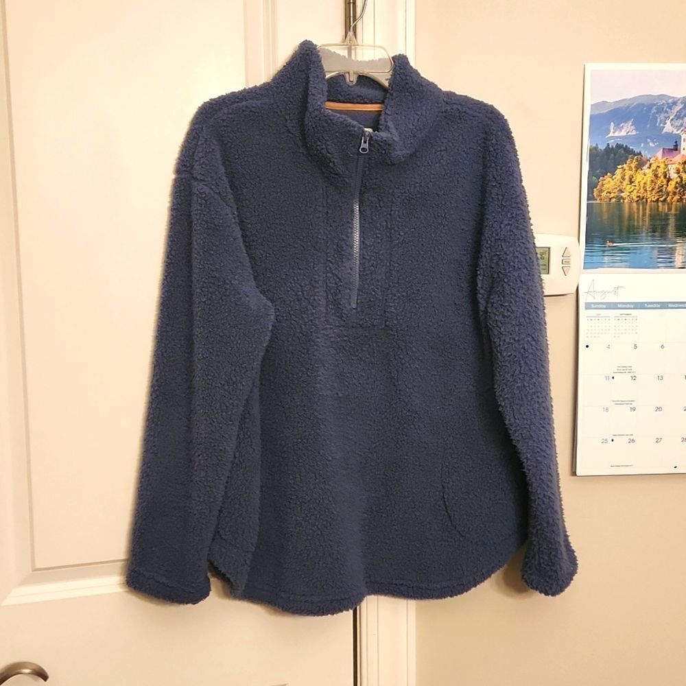 Koolaburra by UGG Women's Dark Blue Quarter Zip Sherpa Fleece Pullover Size L